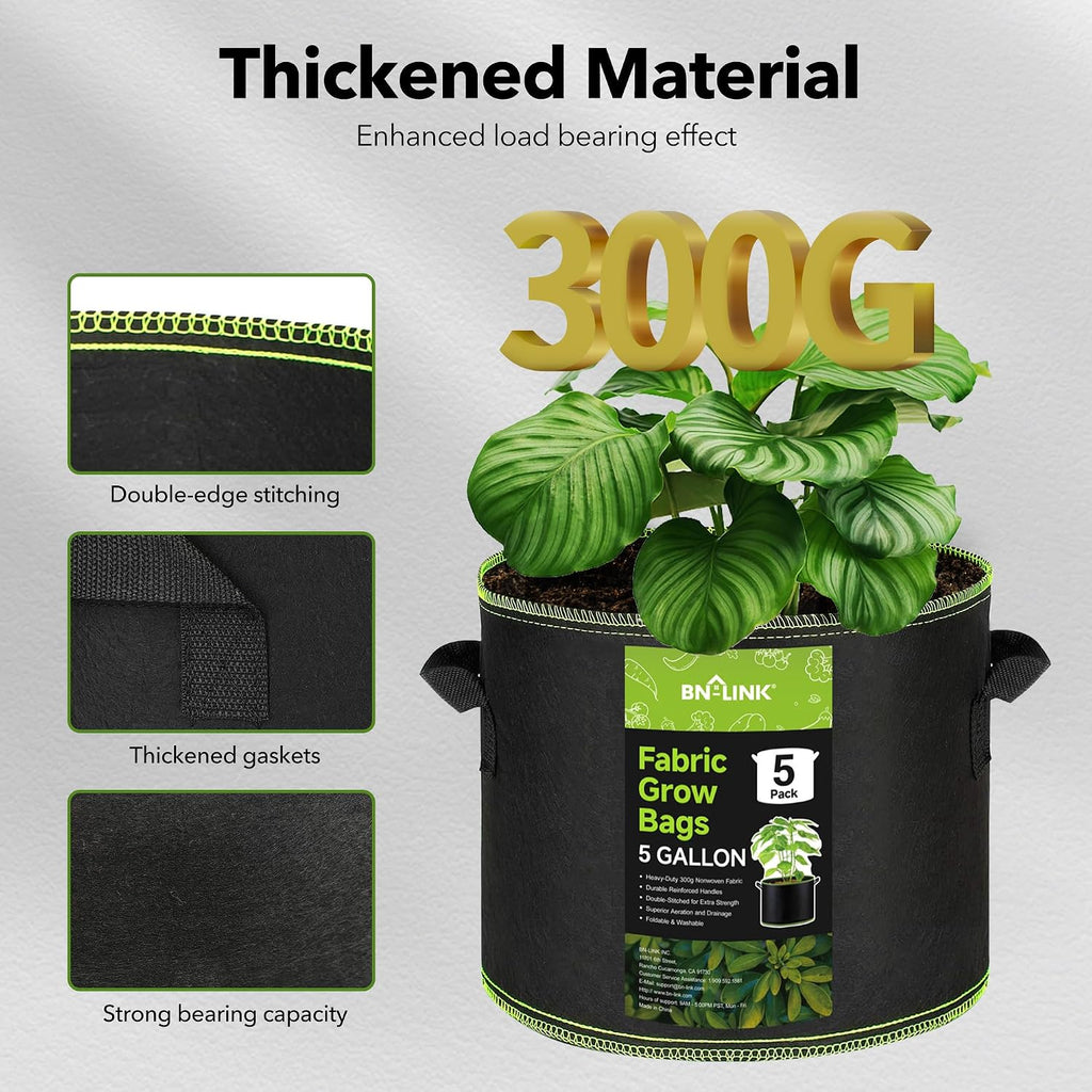 BN-LINK Seedling Heat Mat 10" x 20.75"-2 Pack and 5 Pack 5 Gallon Grow Bags