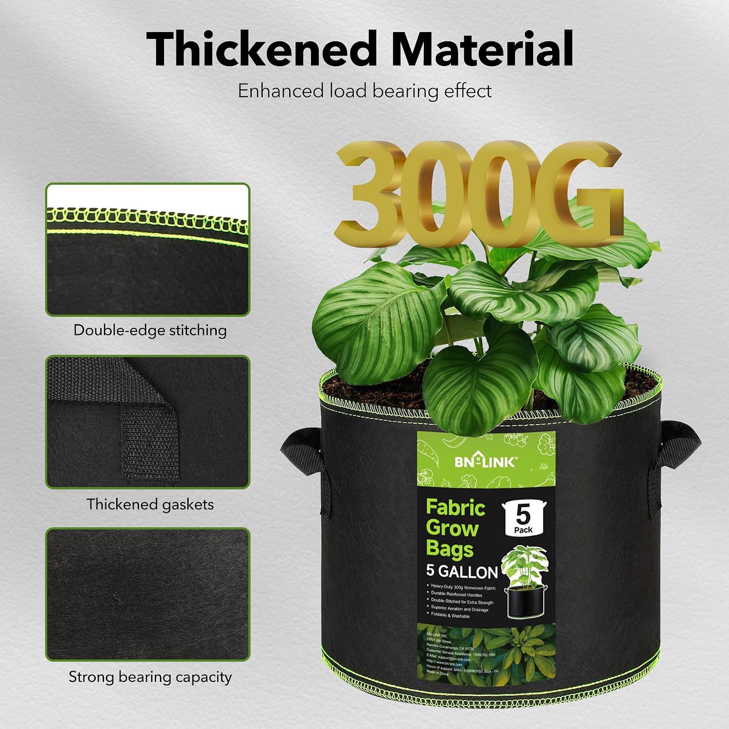 BN-LINK Seedling Heat Mat 10" x 20.75"-2 Pack and 5 Pack 5 Gallon Grow Bags