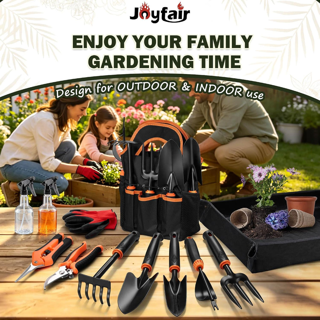 Joyfair Gardening Tools, 12 Pcs Garden Tool Set for Planting & Weeding | 1.4MM Thick Premium Steel, Less Prone to