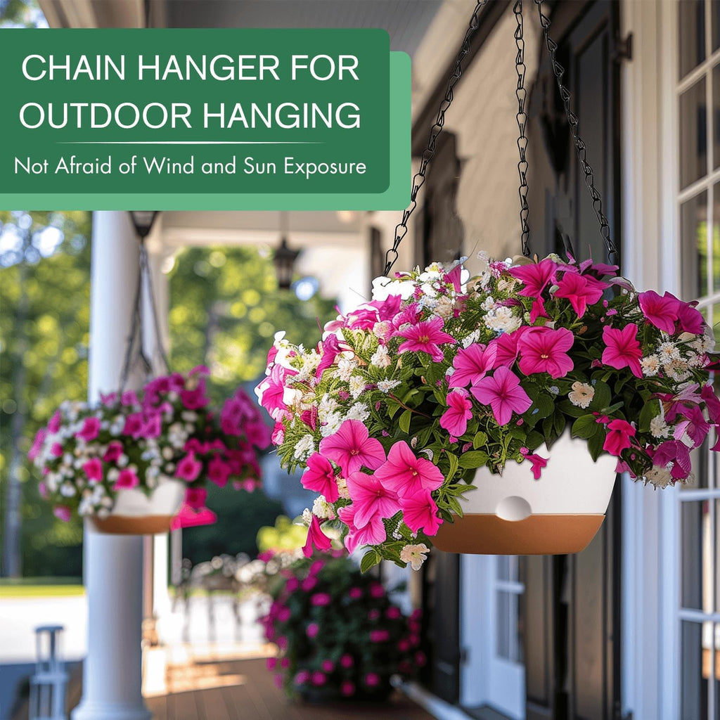 Set of 2-10 Inch Hanging Planters for Indoor Plants with Self-Watering Includes Hanging Pots for Plants, Outdoor