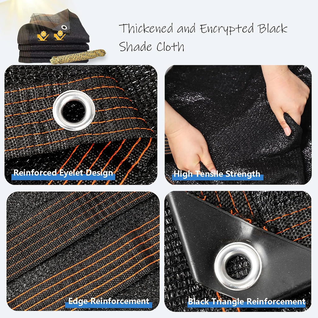 90% Shade Cloth for Garden- Breathable Mesh Tarp for Vegetables & Plants, Outdoor Patio Sun Shade with Grommets