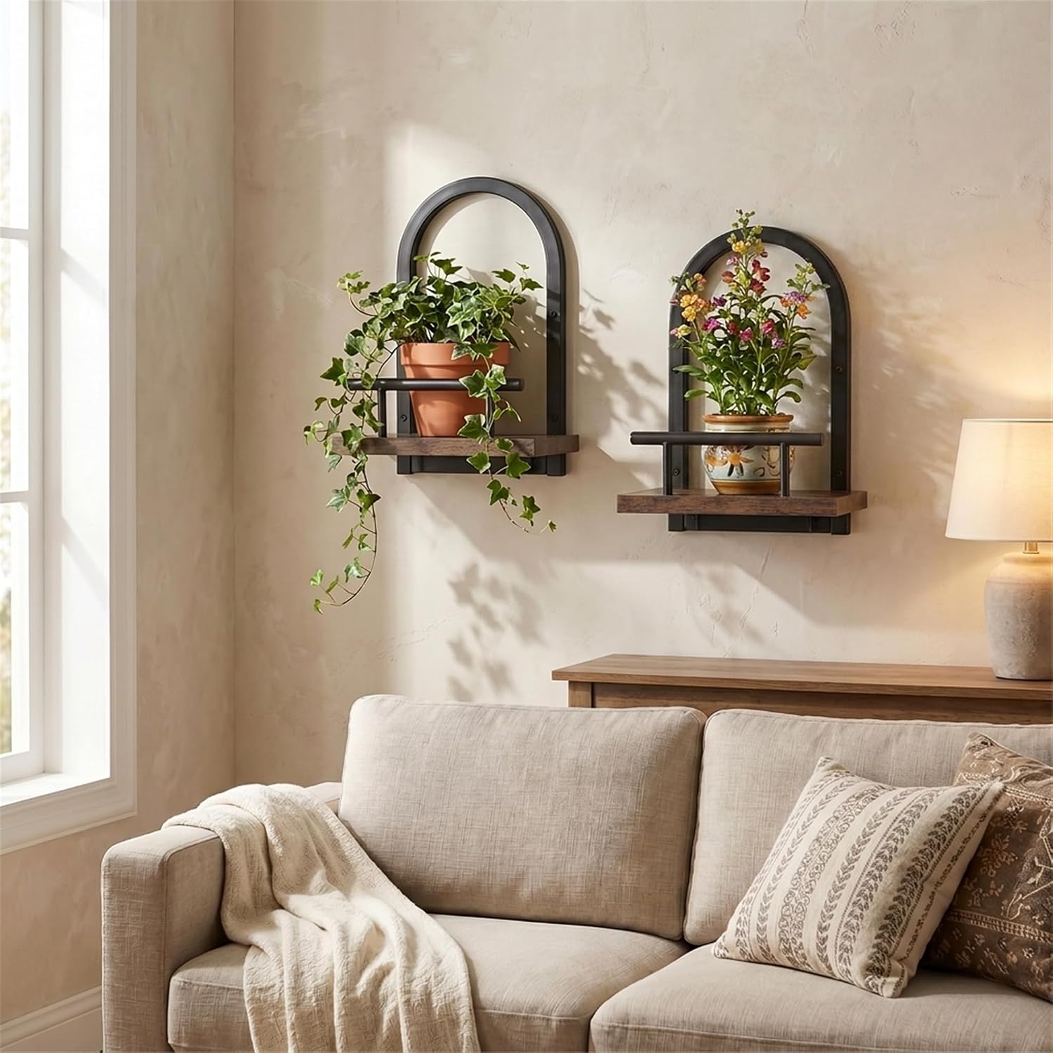 Amaoot Floating Shelves Set for 2, Wall Plant Holder Shelf, Wall Planters | Wall Planters for Indoor Plants, Hanging