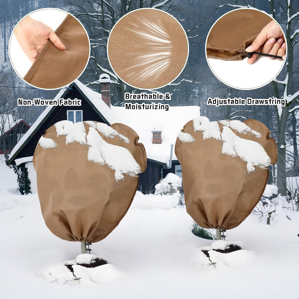 12 Pcs Winter Plant Covers Freeze Protection Reusable Plant Protector Bag with Drawstring Warm Shrubs Cover Frost