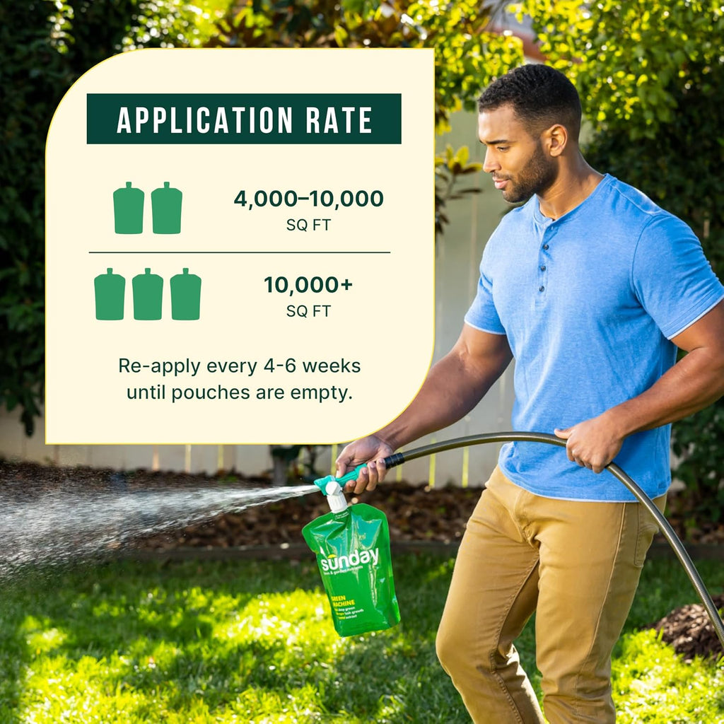 Sunday Green Machine Liquid Lawn Fertilizer, 2 Pack, Covers 10,000 Sq Ft | Nitrogen, Seaweed, Iron & Potassium in a
