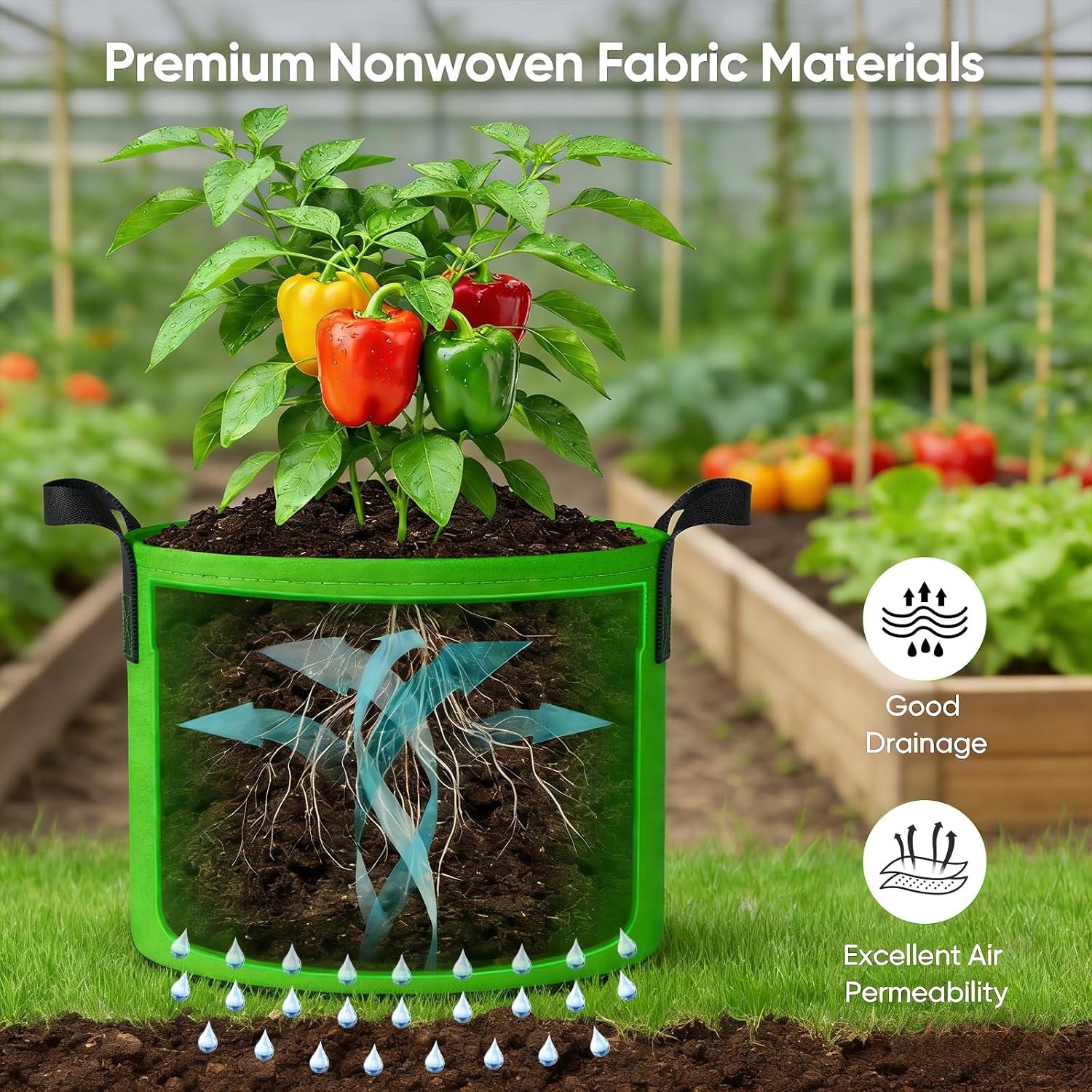 20 Gallon Potato Grow Bags: 5 Pack Colorful Gardening Supplies Fabric Pots | Clear Harvest Window & Durable Handles
