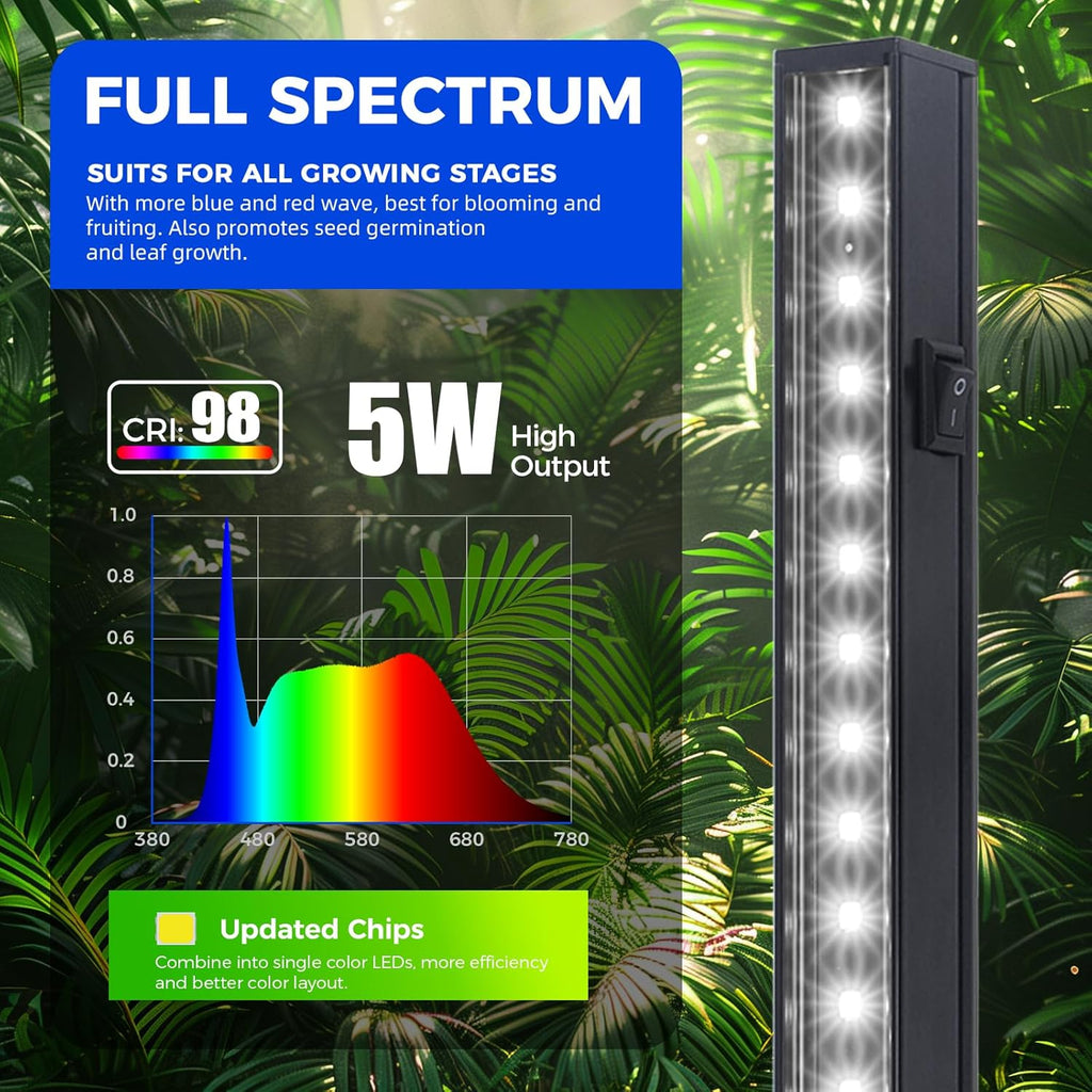 Barrina T5 LED Grow Lights, 1FT 10W (2 X 5W), 5000K Full Spectrum, 2 Packs | Grow Light Strip for Indoor Growing