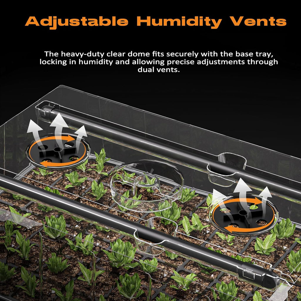 Patigrow 60-Cell Self-Watering Seed Starter Tray with Grow Light, Seed Starter Kit with 4.07” Humidity Dome, Indoor