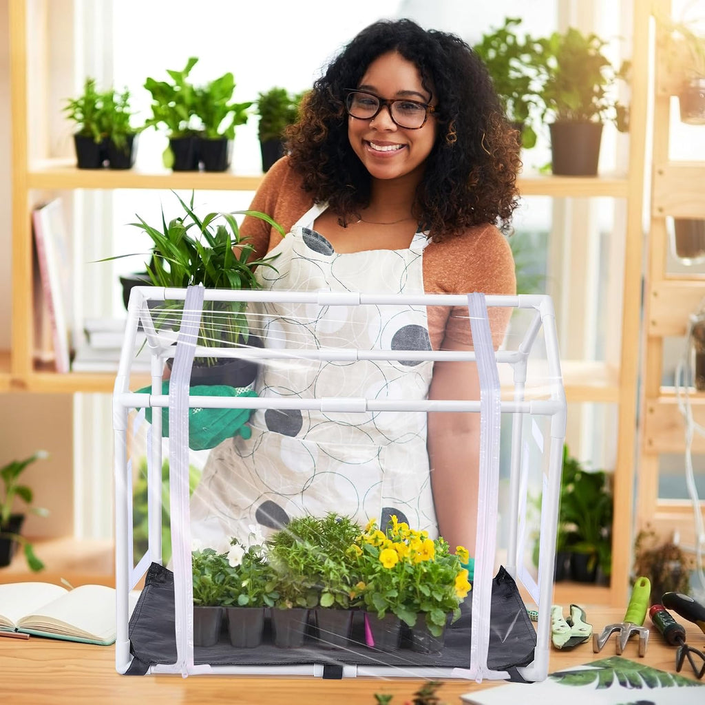 Mini Greenhouse with Potting Mat for Indoor Plant, Portable Greenhouse | Heavy Duty Portable Green House with