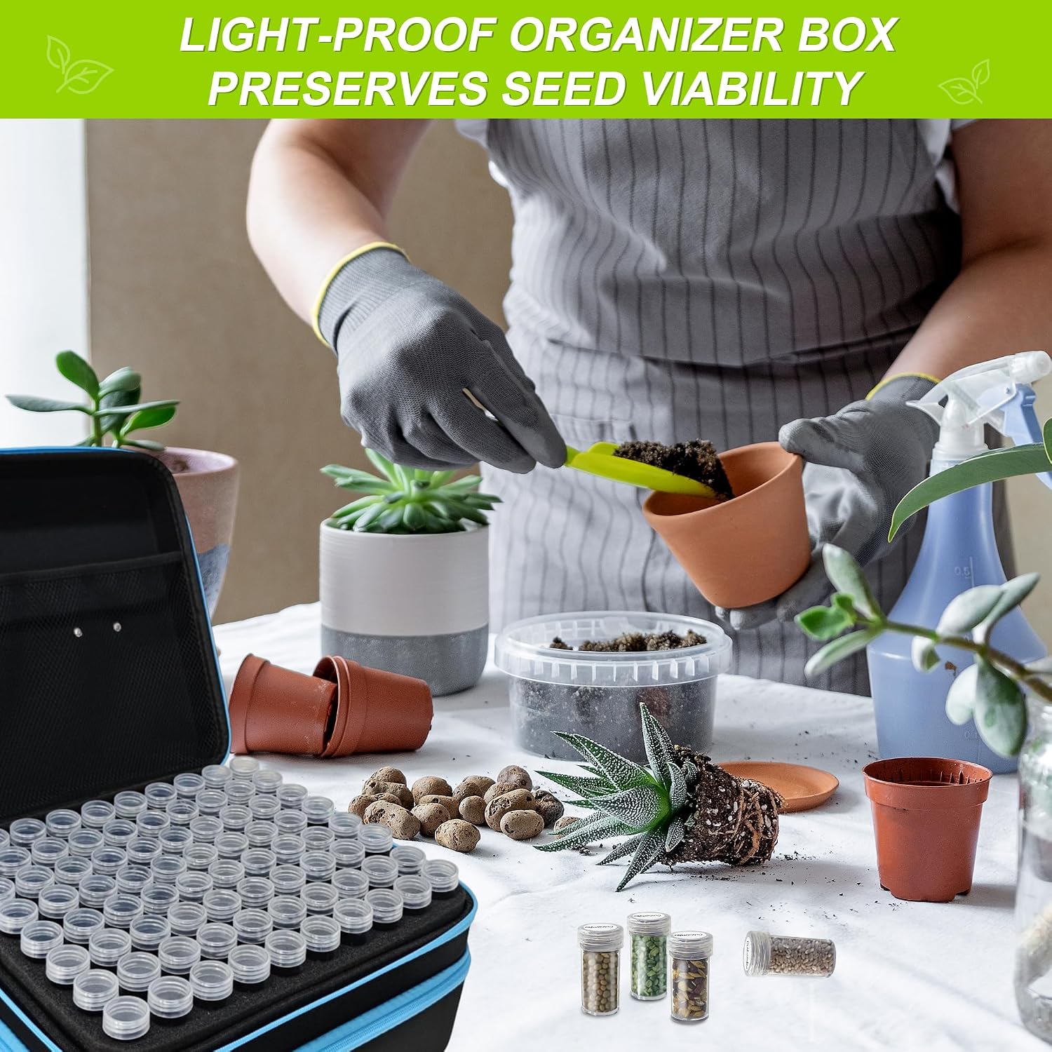 240 Slots Seed Storage Organizer Box with 20 Envelopes, Large Capacity Seed Storage Container with Zipper Bag, Label