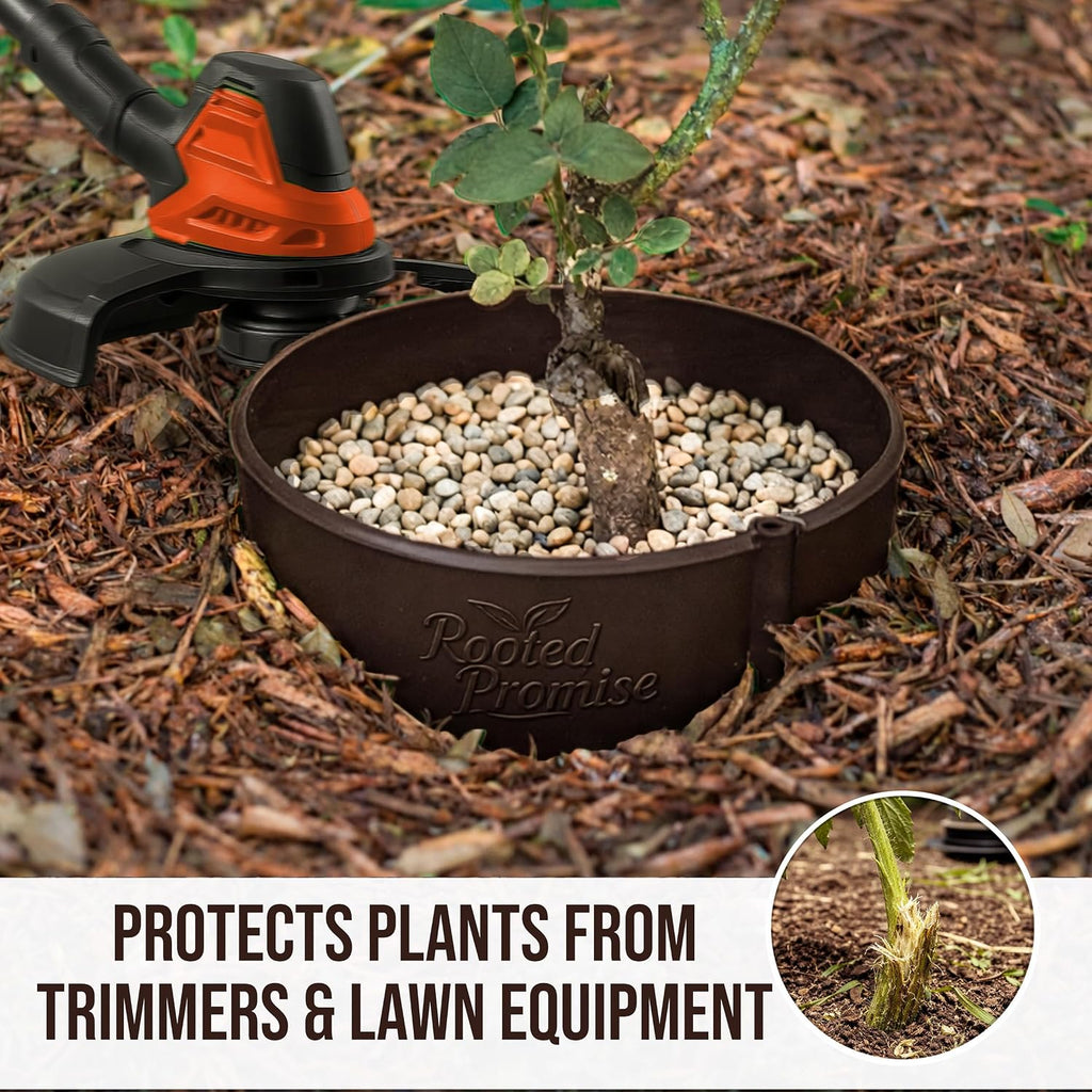 12 Inch Wrap-Around Adjustable Planting Grow Rings | 3 Pack | Brown | Install Around Existing Plants | Square Foot