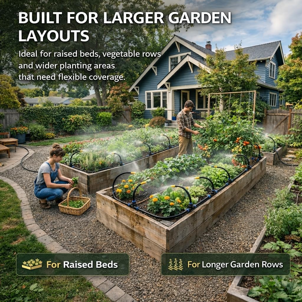 Drip Irrigation System 200FT 1/4", 36 Adjustable Copper Nozzles | 36 adjustable copper nozzles with 360° bendable rods