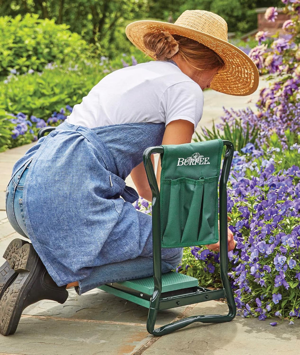 Burpee Multi-Function Garden Kneeler Seat with Padded Cushion and Detachable Tool Bag, Versatile Garden Stool with