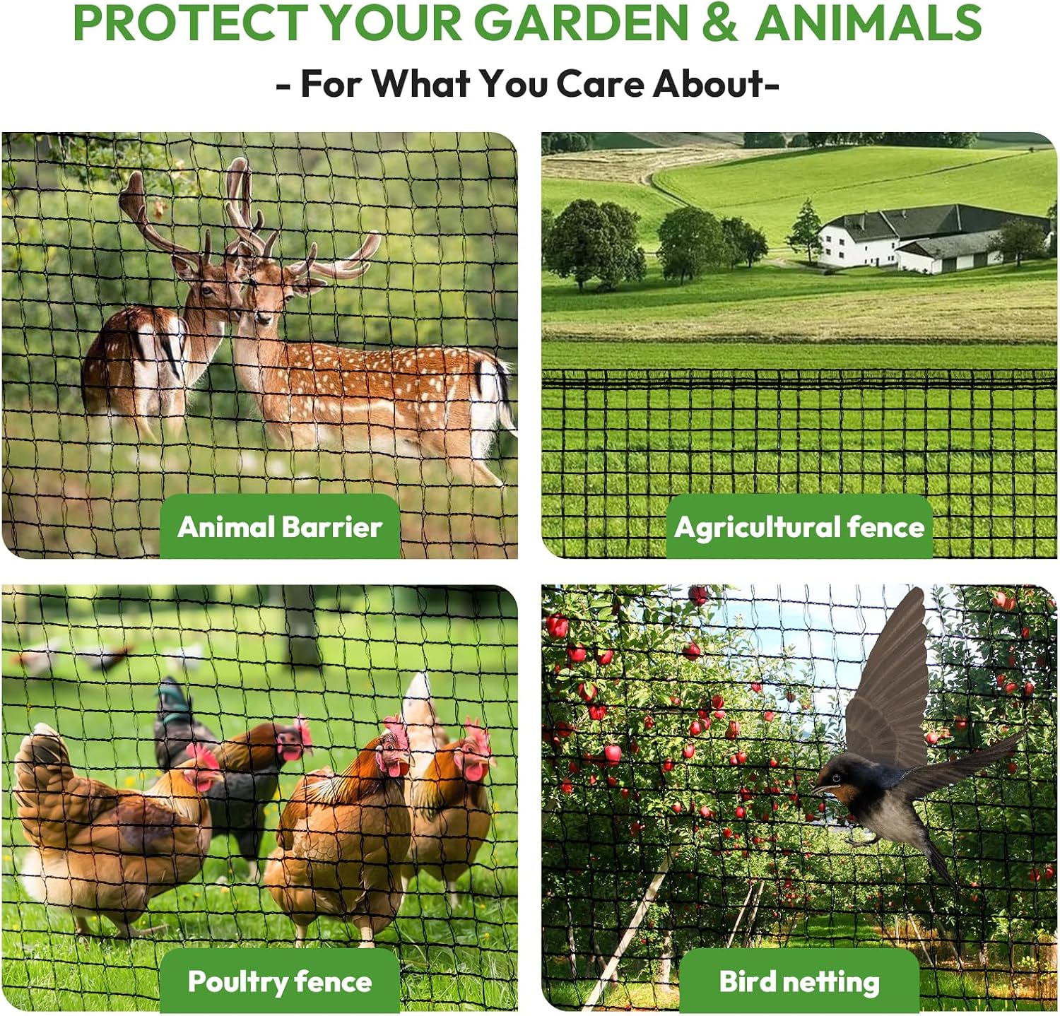 Deer Fence for Garden 4ftx50ft, Plastic Mesh Garden Fencing with Pre-Strung Reinforced Edge, Durable Temporary Fencing