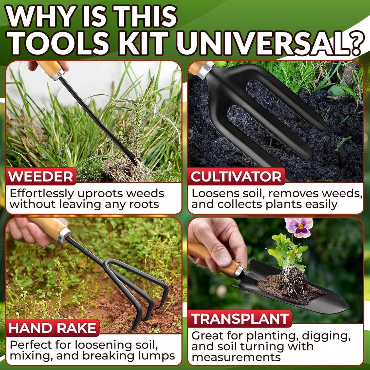 10 Pcs Gardening Tool Set for Women, Rust-Resistant Steel, Tote Bag | Garden Tools Set for Plant Care, Digging