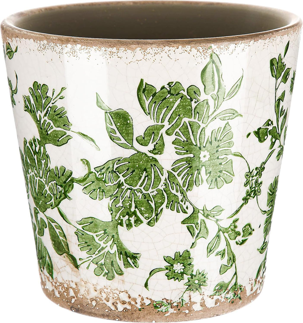 5.9'' Vintage Ceramic Planter, Ice Crack Glaze Gray Scroll Pot