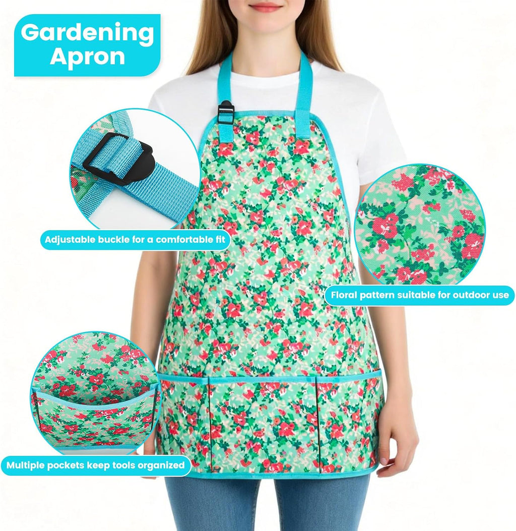 Garden Tools 10 Pack Floral Pattern Garden Tool Set with Tote Bag, Rust-Proof Aluminum Gardening Tools Set, Heavy Duty