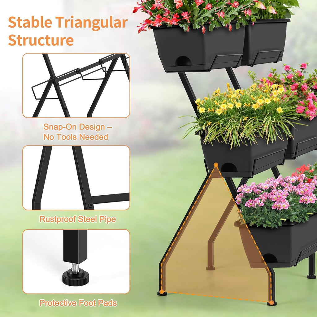 Vertical Raised Garden Bed for Gardening 6 Garden Planter Boxes with Legs | Garden Standing Planter Box with Legs