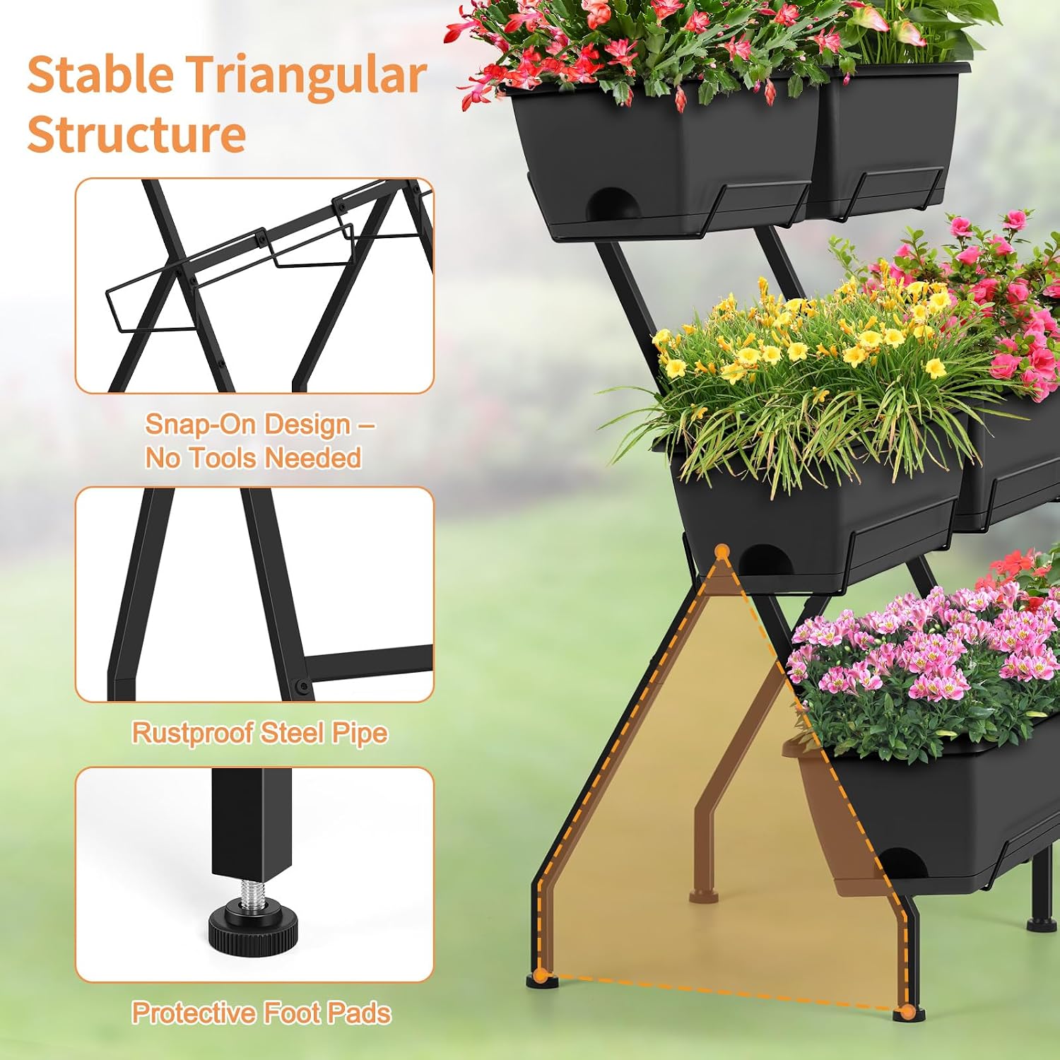 Vertical Raised Garden Bed for Gardening 6 Garden Planter Boxes with Legs | Garden Standing Planter Box with Legs