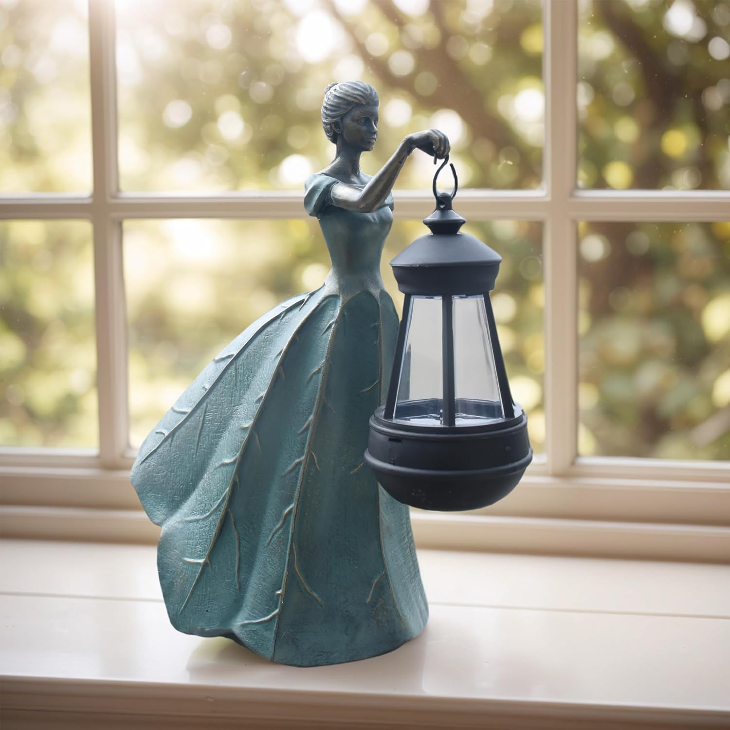Sheaifun Fairy Garden Statue Solar Garden Decor Resin Fairy Statue with Lights Angel Fairy Decor Outdoor Yard Statues