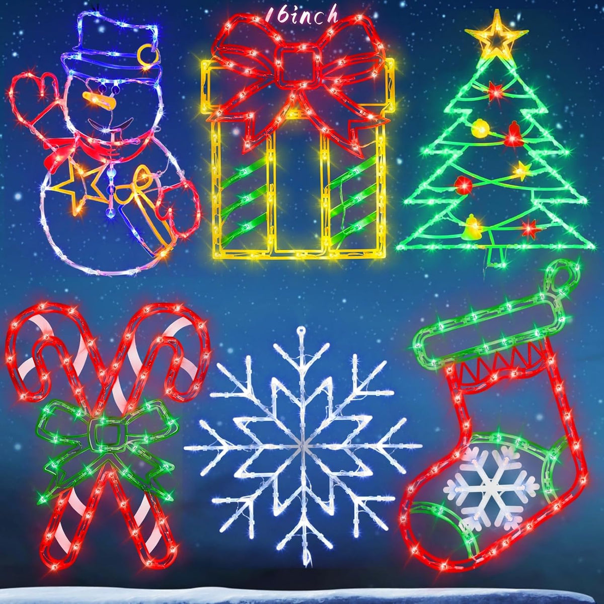 TRWYMZ Christmas Decorations - 16" Christmas Window Silhouette Lights