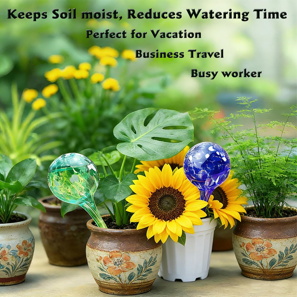Plant Self Watering Globes, Colorful Glass Plant Watering Device Outdoor | 6pcs Automatic Watering Bulbs for Vacation