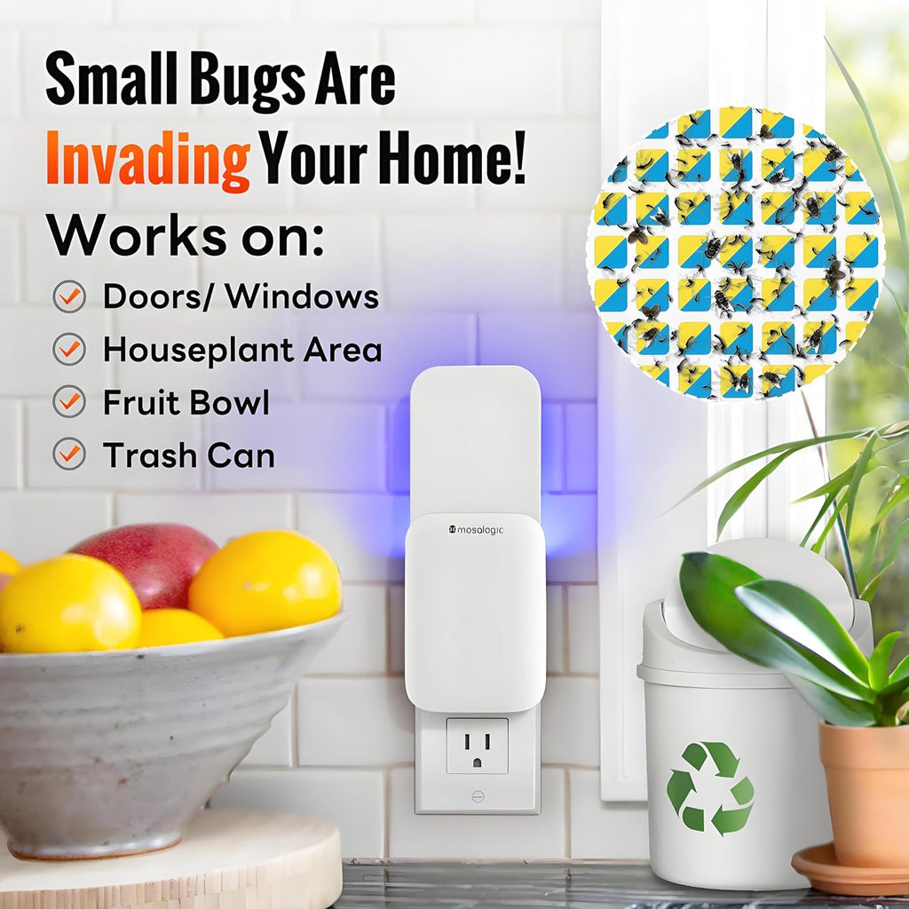 Mosalogic Fruit Fly Traps for Indoors Gnat Trap for House Indoor-600 Sqft Protection Area UV Fly Insect Trapper for