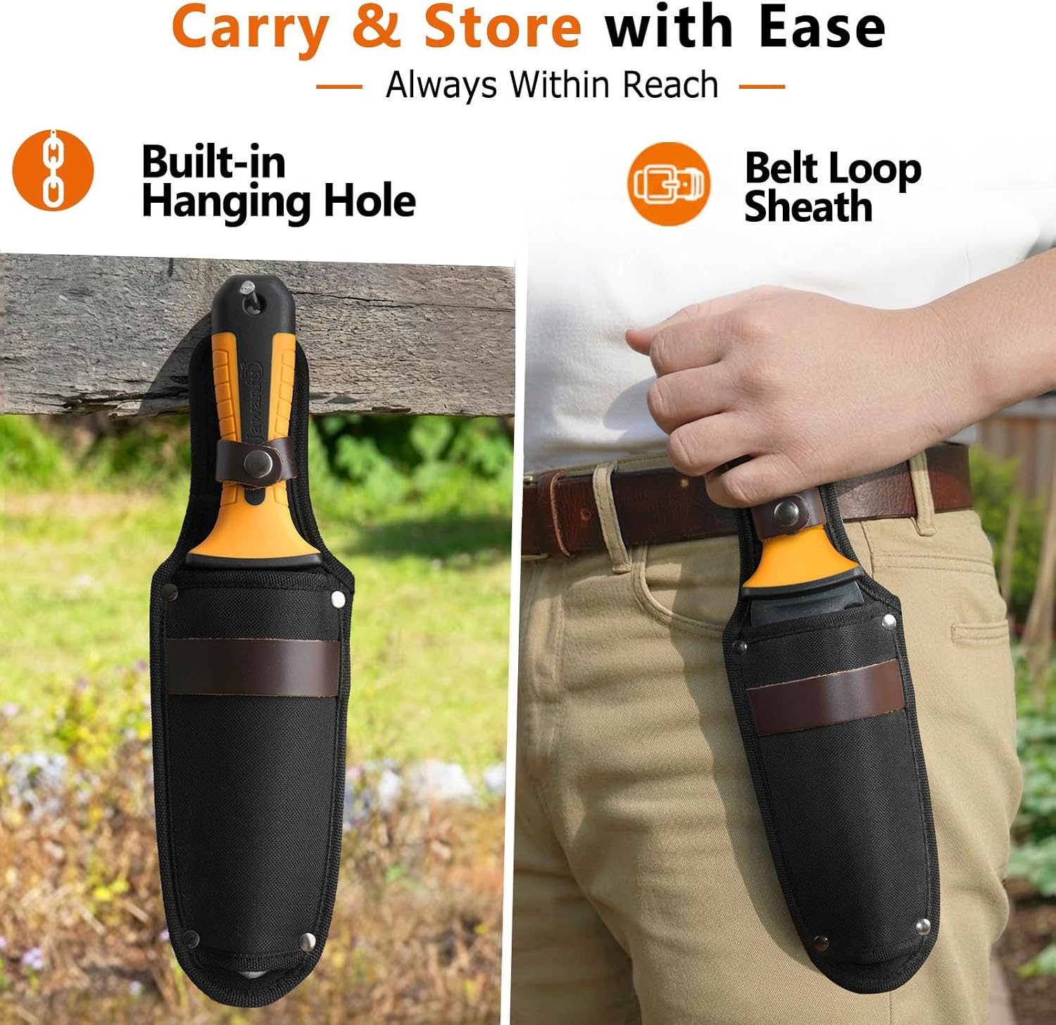 Garden Knife, Hori Hori Garden Tool for Digging, Weeding, Planting | Heavy-duty, 7" Stainless Steel Blade, Sharp