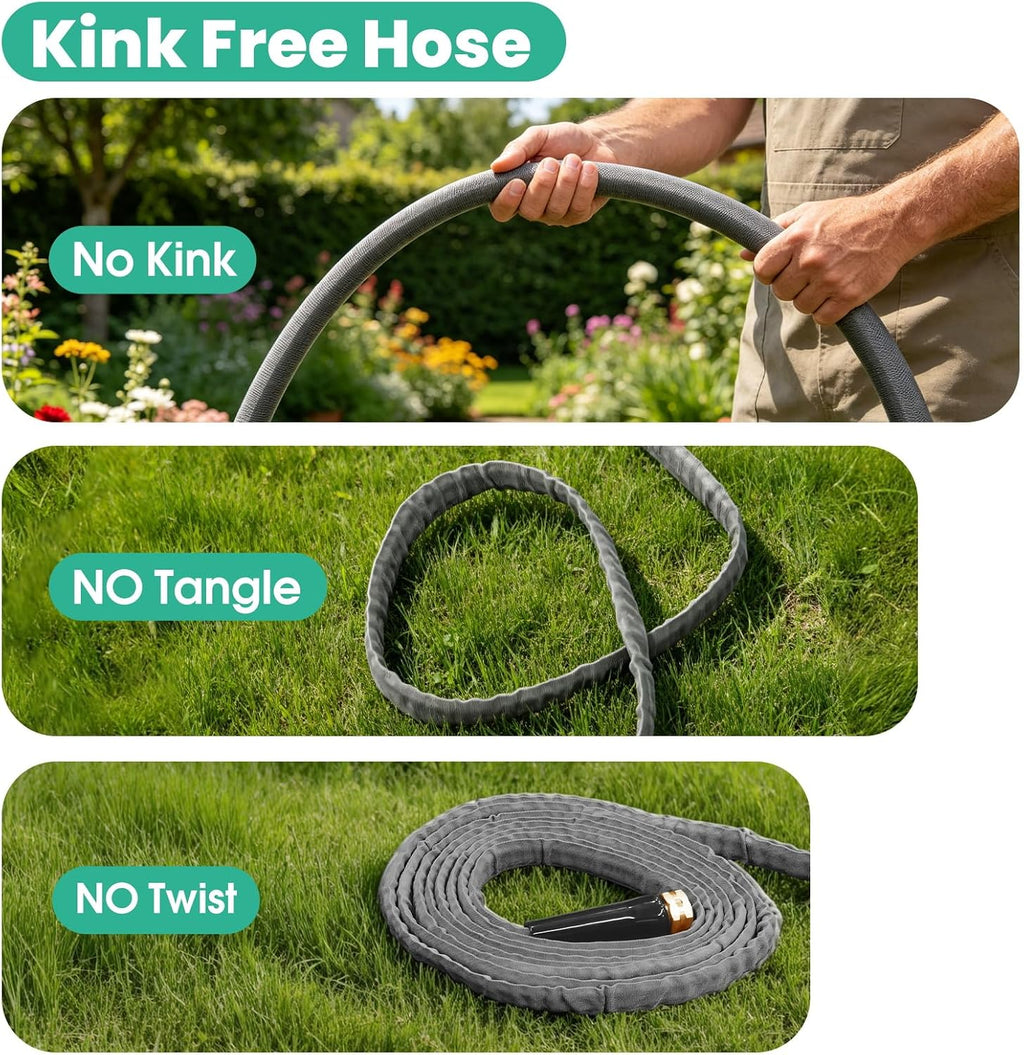 Garden Hose 50 FT, Non-Expanding Water Hose, Kink-Free, Burst-Resistant | Flexible & Lightweight. High-Pressure