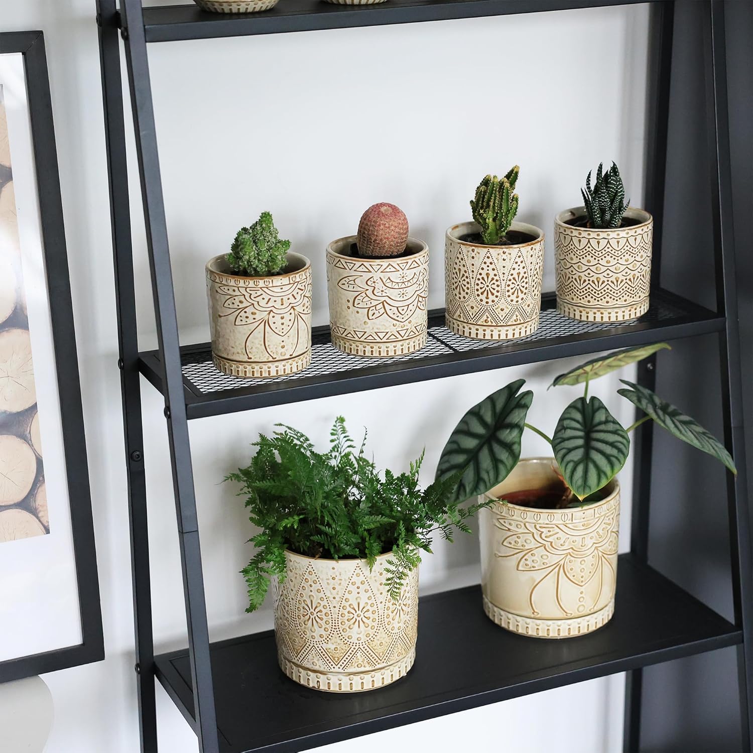 Gepege Ceramic Succulent Pots, 4 Inch Small Plant Pots with Drainage | Ceramic succulent pots with drainage holes