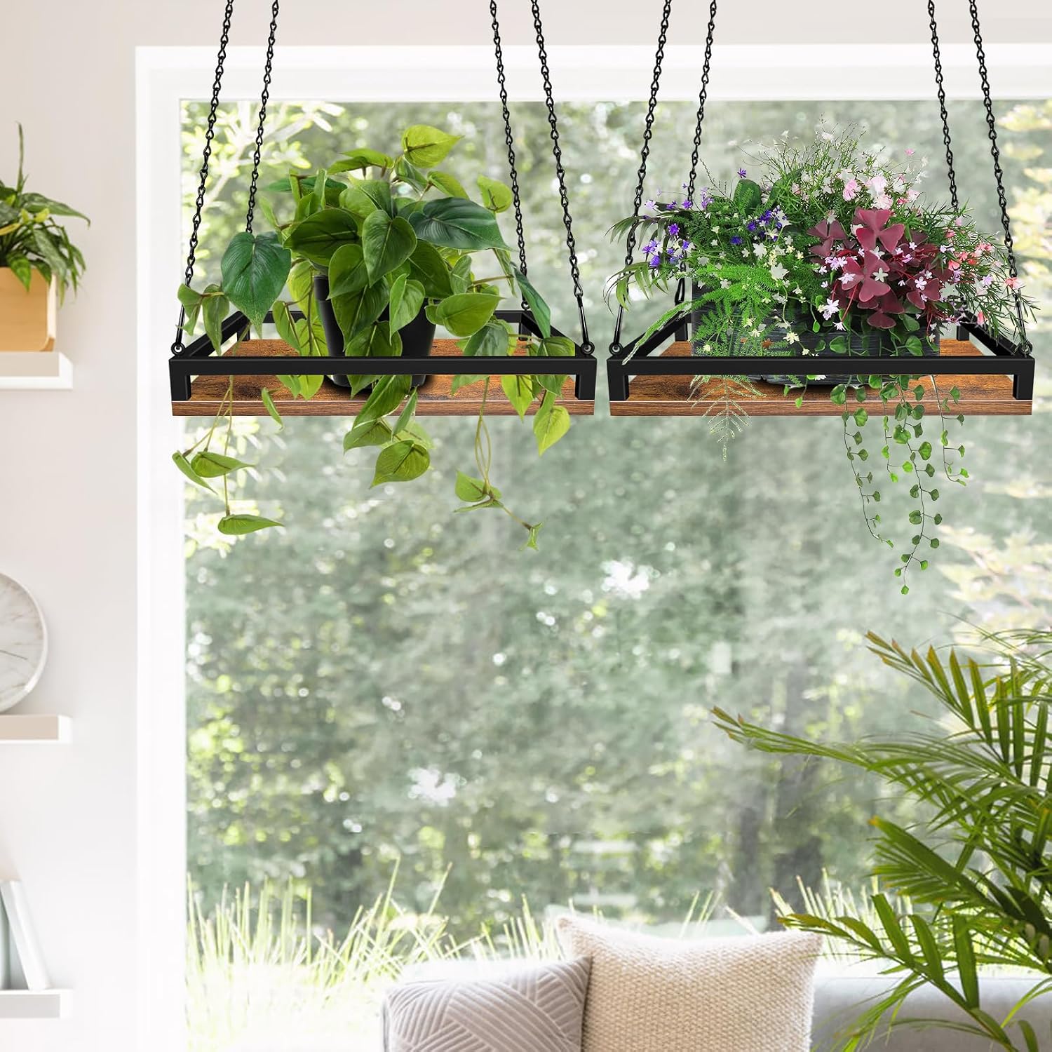 Lilybud--lily Plant Hanger Indoor, 2 Pack 16" Wooden Hanging Plant Holder | Hanging Planter for Indoor Plants, Load