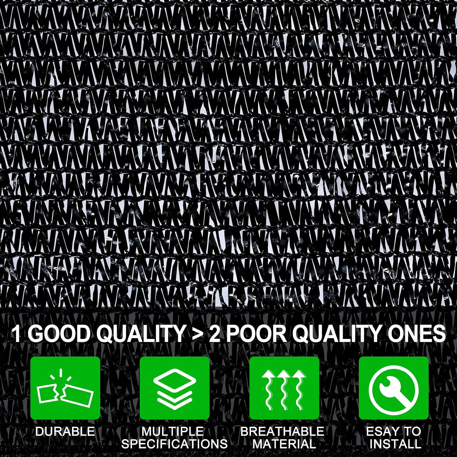 Agfabric 50% Shade Cloth 8 X 12ft Sun Shade Fabric Sunblock Shade Cloth Cover with Clips for Plants, Black