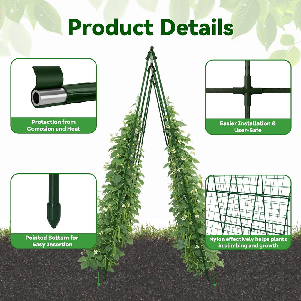 Cucumber Trellis - 49.4"*49.4" Metal Garden Trellis for Climbing Plants, Garden Trellis with Plastic-Coated Steel Pipe
