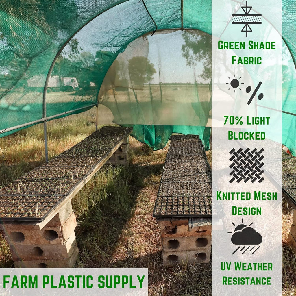 Farm Plastic Supply - Green Shade Cloth - 70% - Mesh Fabric for Fence Privacy Screen, Garden Shade, Mesh Fence