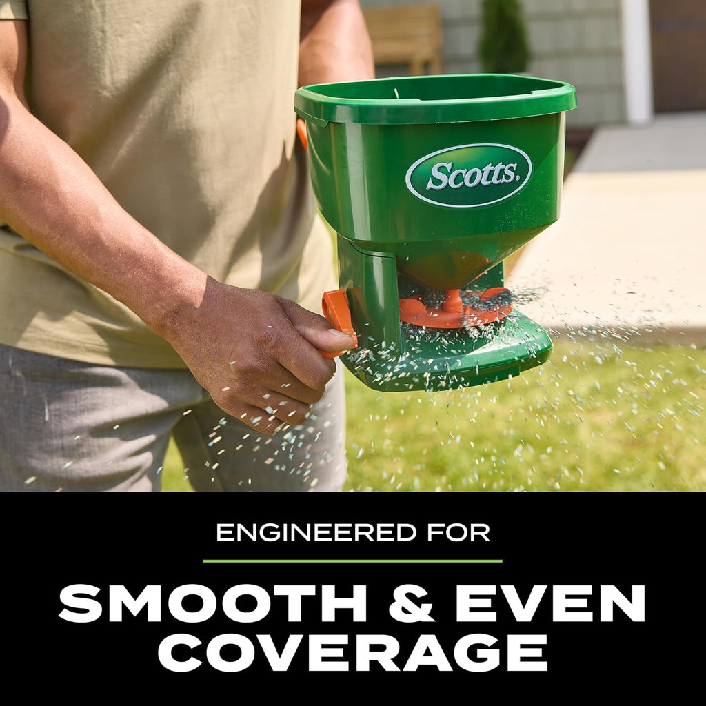 Scotts Whirl Hand-Powered Spreader | For Grass Seed, Lawn Fertilizers, Salt, and Ice Melt, Handheld Spreader Holds up