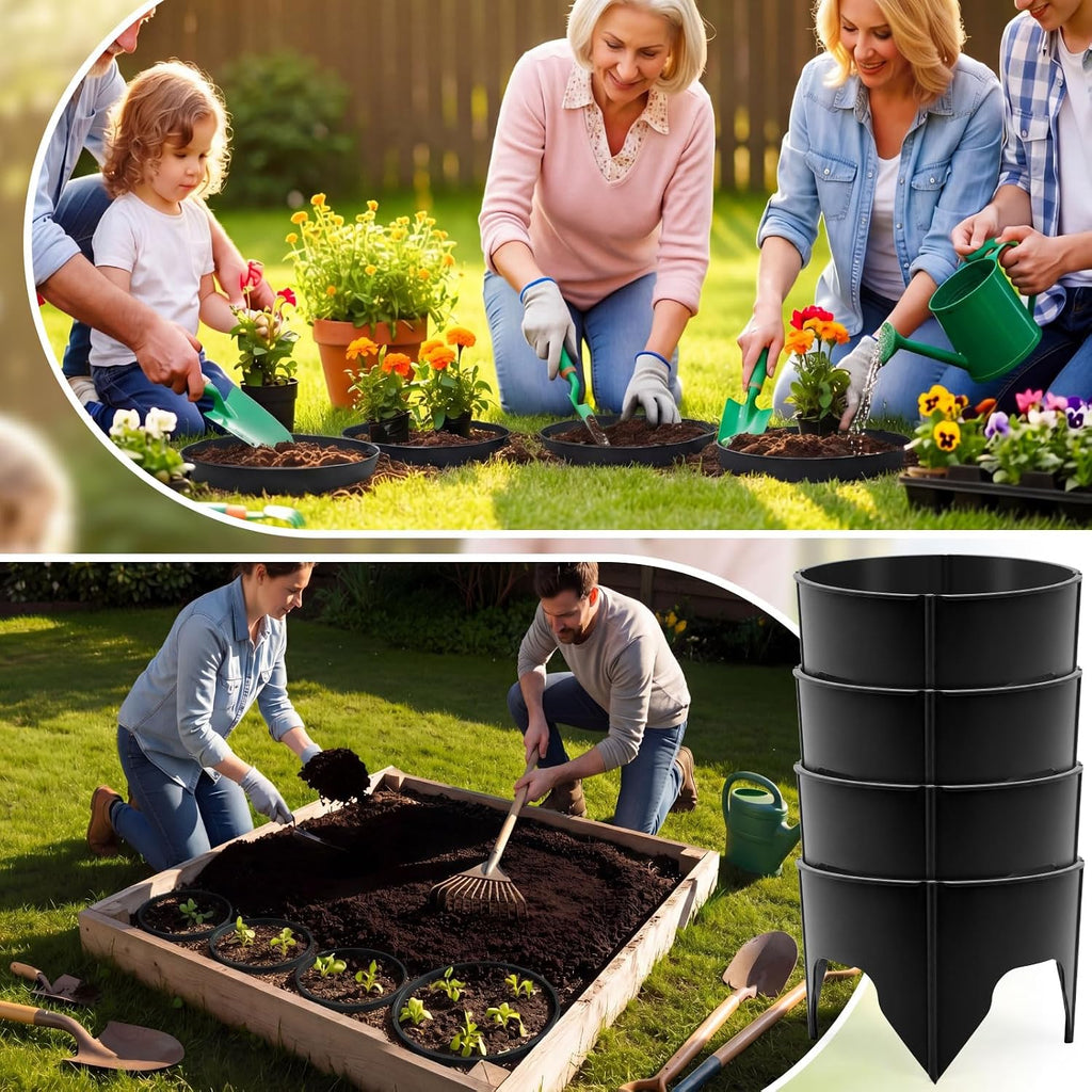 100 Pcs Planting Grow Rings, Diameter Range 8.2-15.7 Inches, Adjustable Interlocking Plant Support Rings with Mallet