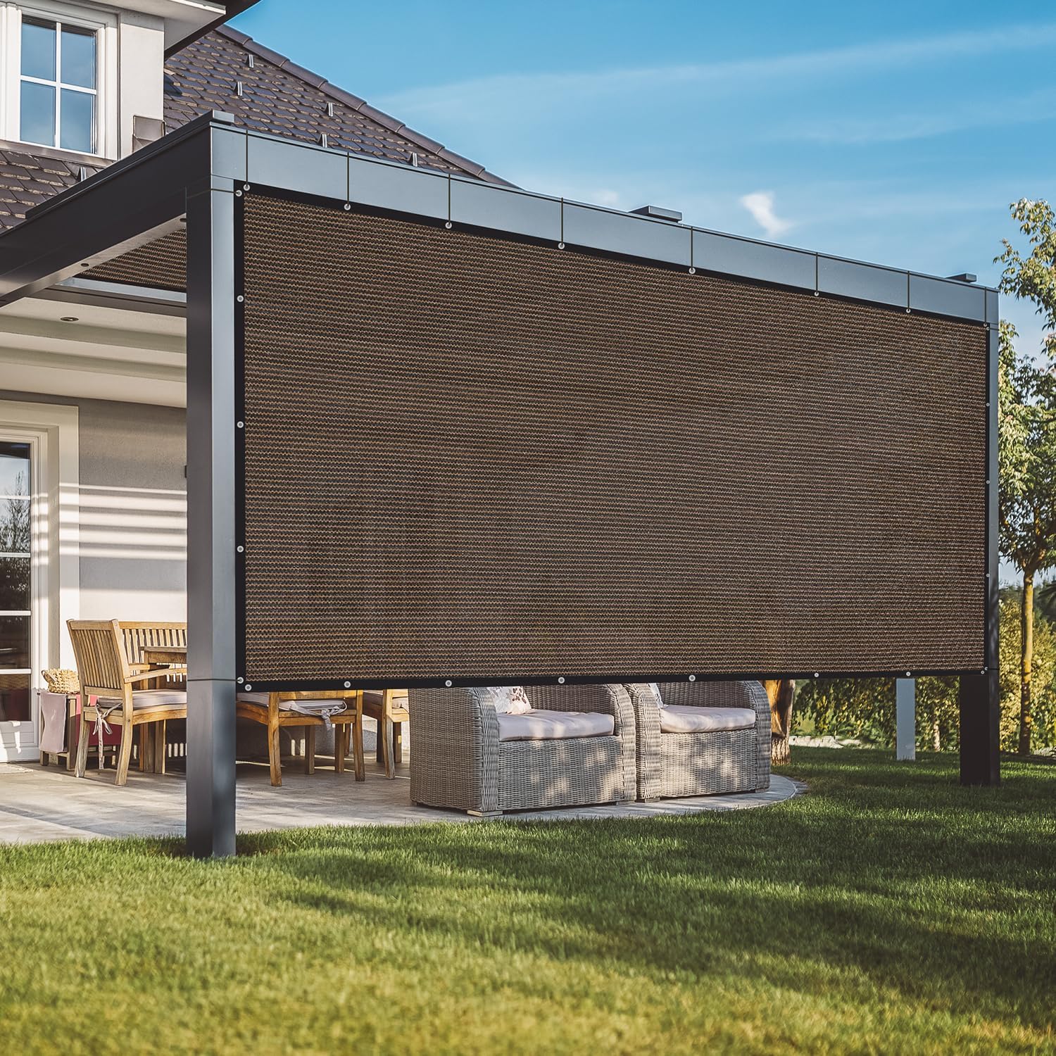 VICLLAX 90% Shade Fabric Sun Shade Cloth with Reinforced Grommets, Outdoor Sun Screen Fabric for Outdoor Patio Garden