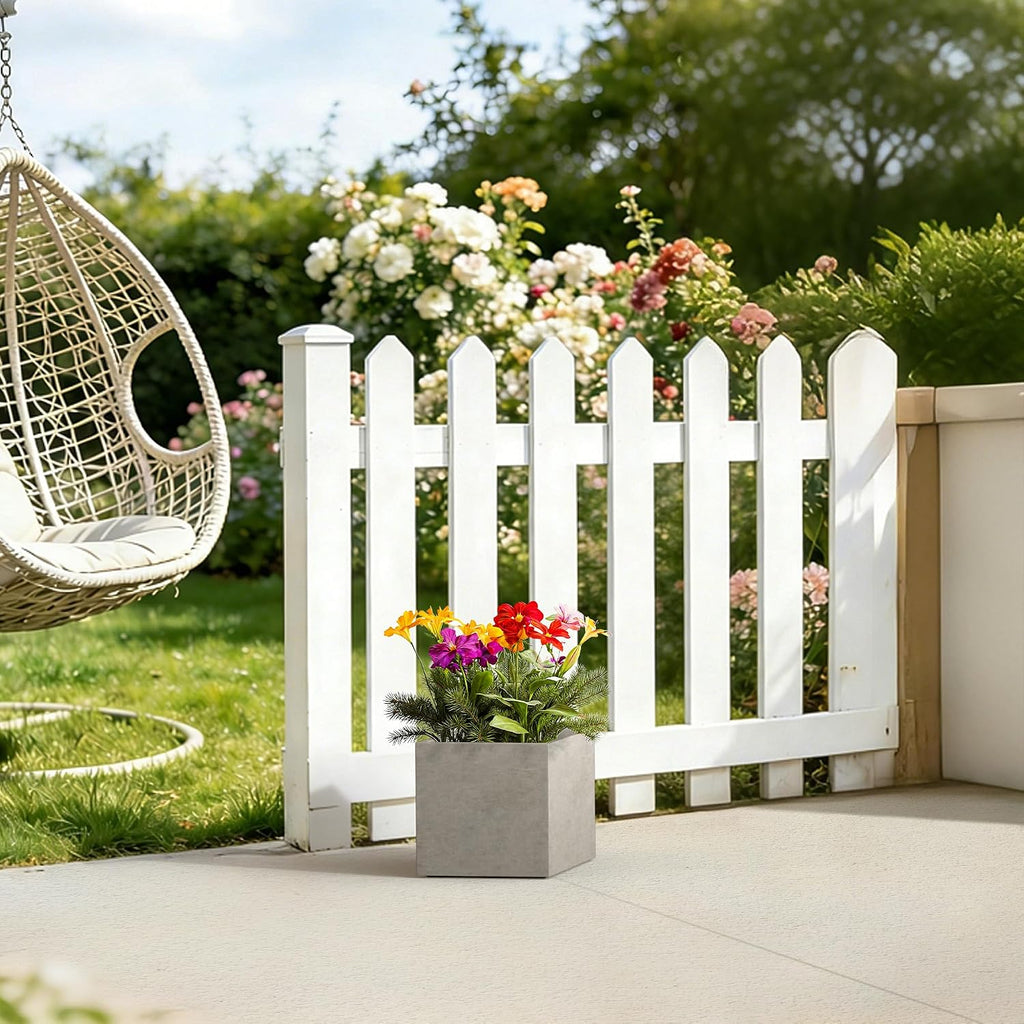 Kante Small Square Weathered Concrete Planter 10" W, Outdoor | Rubber Plug for Indoor, Drainage for Garden, All-Weather