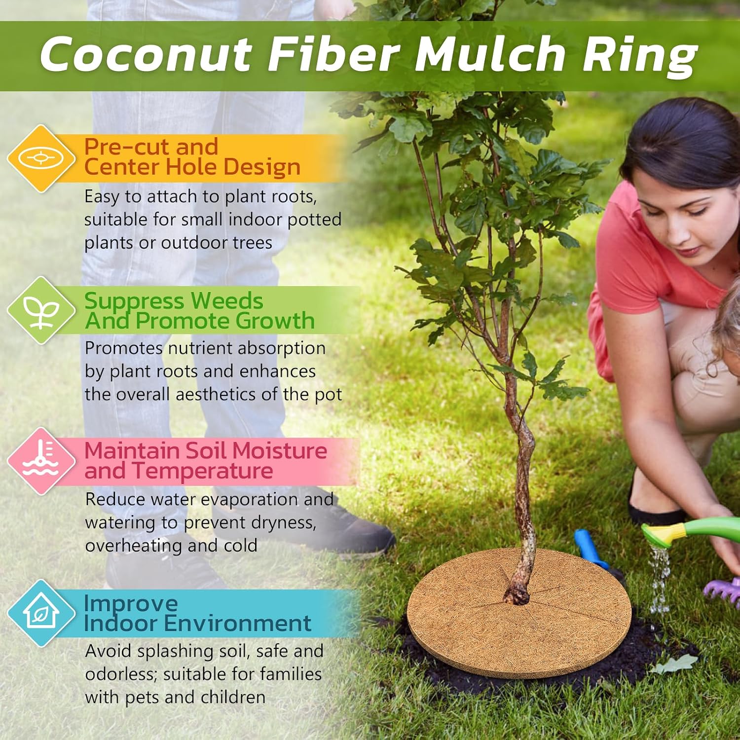 20 Pack Coconut Fiber Mulch Ring Tree Plant Protector Mat, 11.8 Inch | Natural Coco Coir Tree Mulch Ring Plant Pot Soil