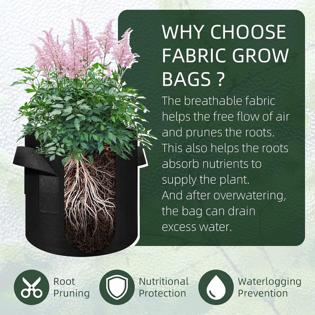 10 Gallon Grow Bags 30 Pack, Heavy Duty Thickened Nonwoven Fabric Pots with Handles, Plant Grow Bags for