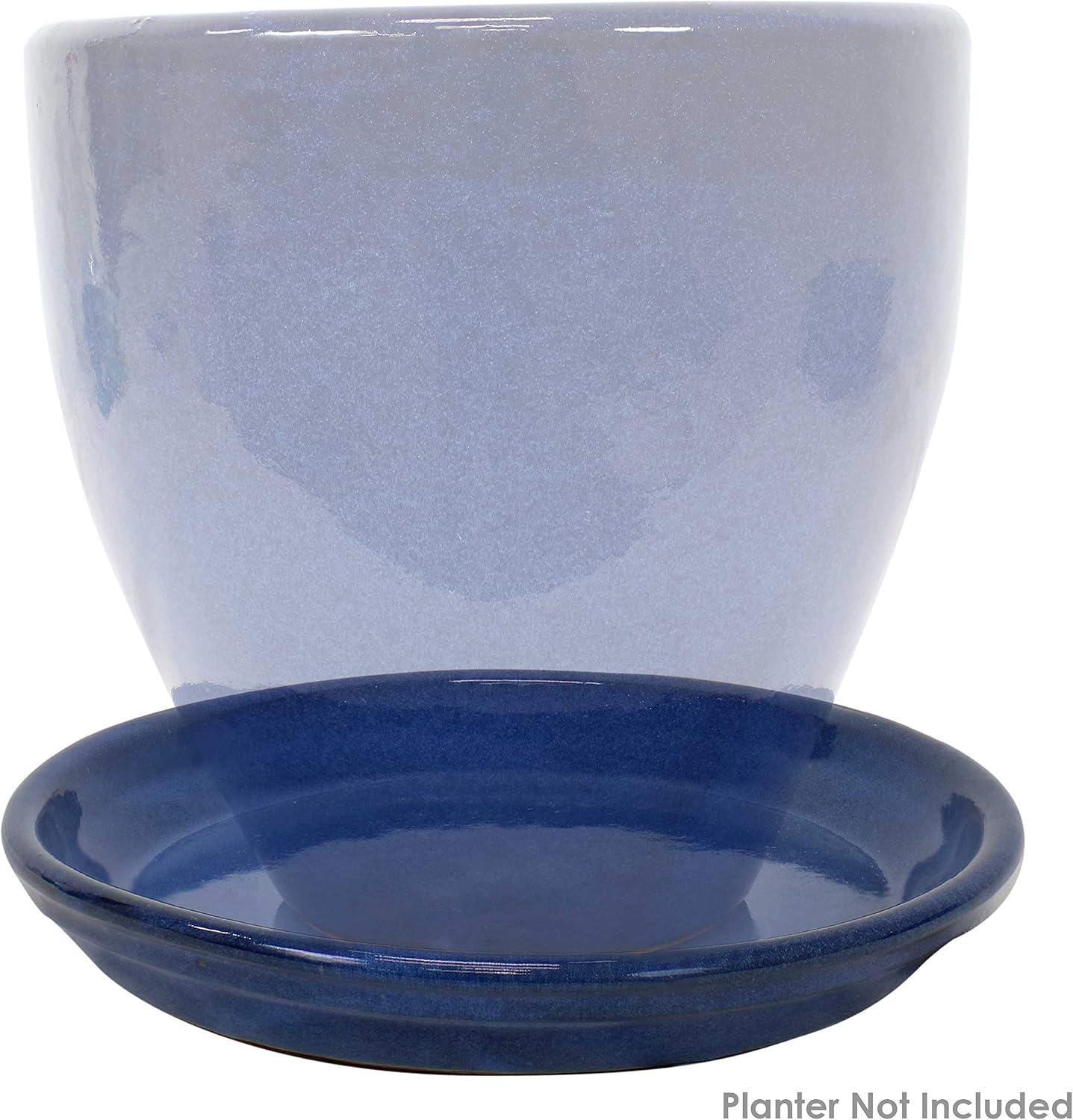 Sunnydaze 9" Ceramic Plant Saucers for Planters, 2pk, Imperial Blue | Indoor or Outdoor, Plant Drip Trays for Flower