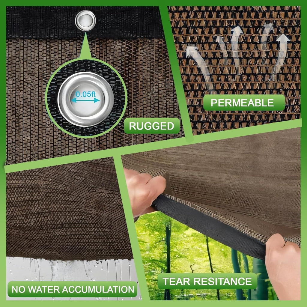 90% Sun Shade Cloth with Grommets, 6 X 10 FT Pergola Shade Cover, Mesh Tarp Sun Screen for Patio, Outdoor, Garden