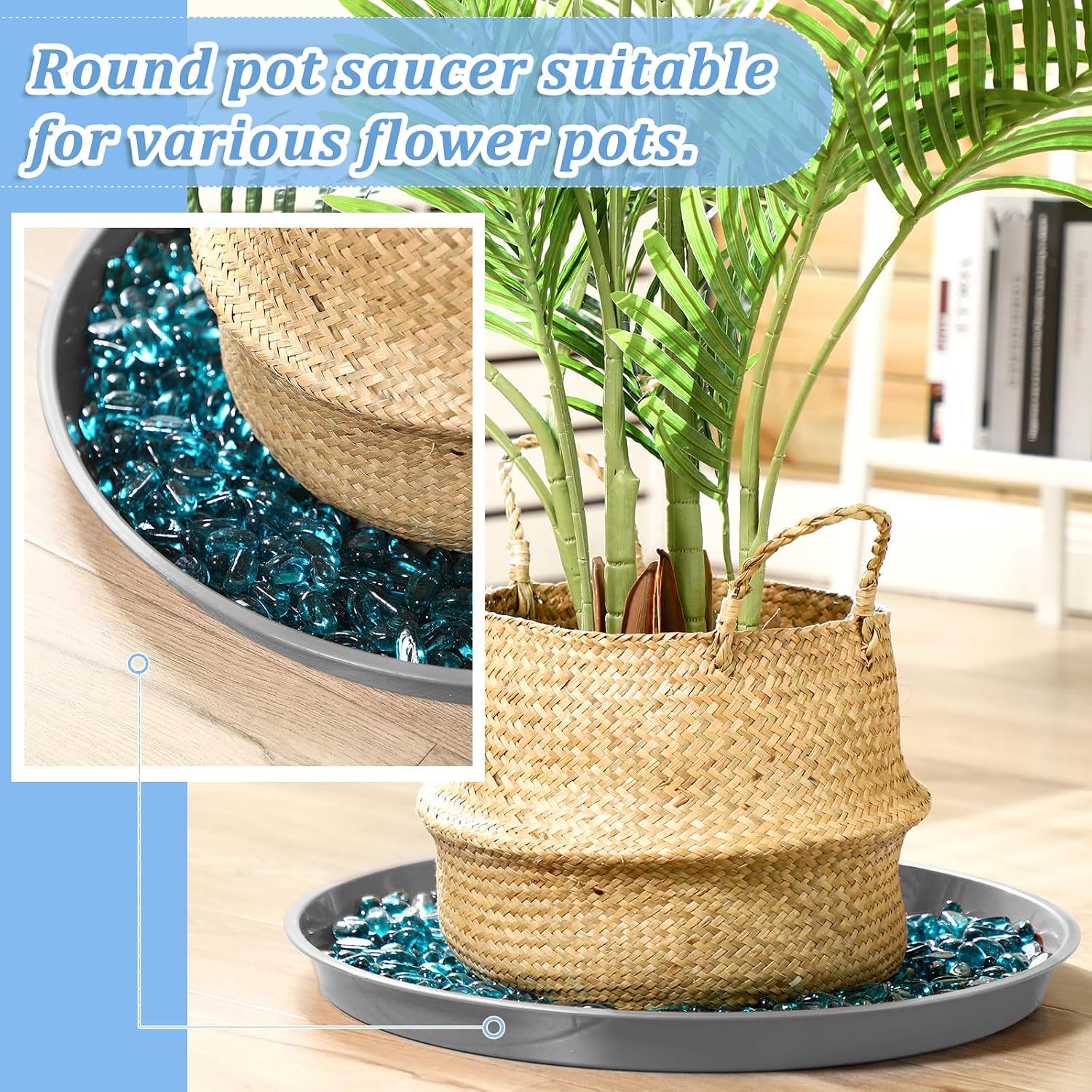 Eccliy 6 Pack Plastic Plant Saucer Heavy Duty Planter Saucers Large Plant Pot Saucers Plastic Water Trays for Indoors