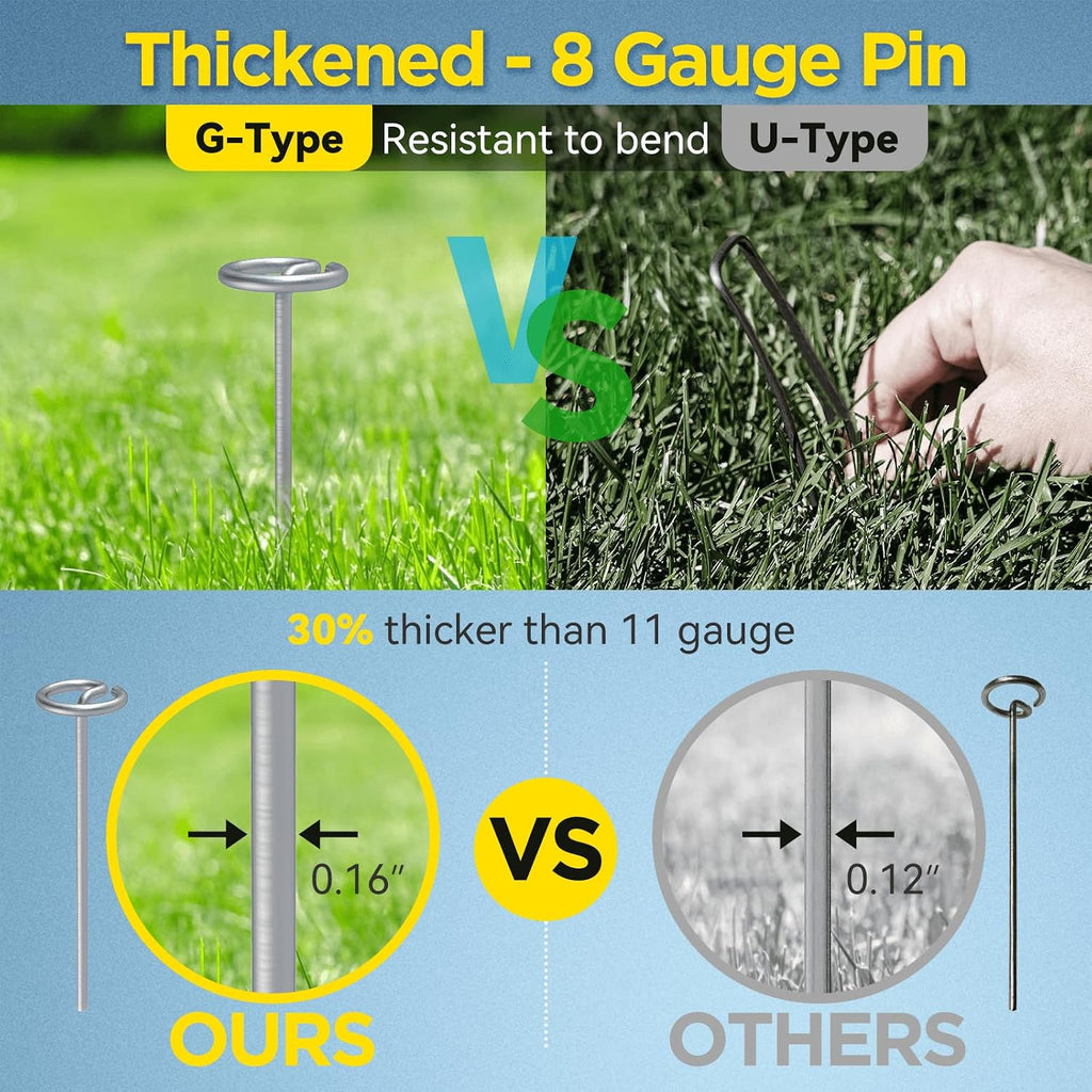 Landscape Fabric Stakes, 8 Gauge Circle Top Landscape Pins | Not Easy to Bend 6 inch Galvanized Landscape Fabric Pins