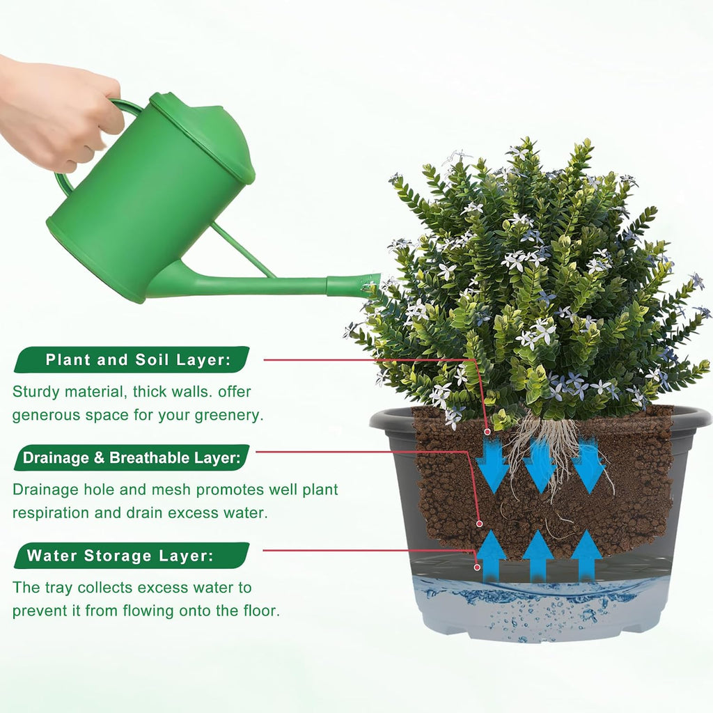 6 Pack 10 Inch Hanging Baskets for Plants Outdoor with Removable Trays | Plastic Hanging Planters with 15.7" Chain
