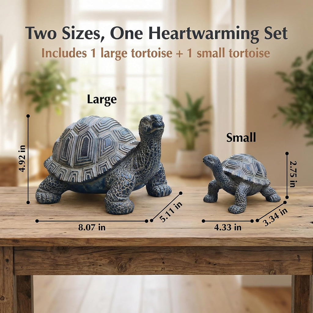 2 Pcs Turtle Outdoor Statue, Tortoise Garden Figurine, Resin Garden Turtles Outdoor Decor for Patio, Lawn, Yard, Pond