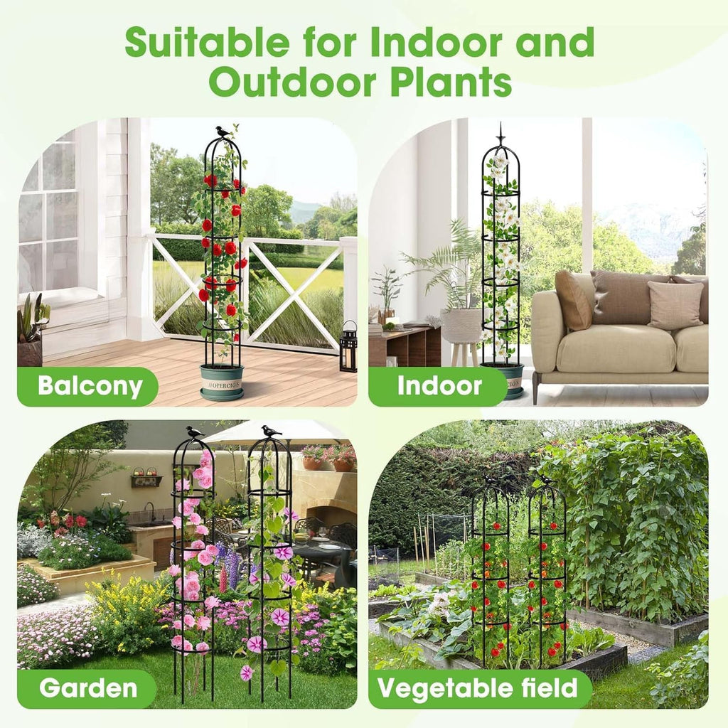 2PCS Garden Obelisk Trellis for Climbing Plants Outdoor, 6.2 ft Tall Trellis for Roses Clematis Jasmine Ivy Flower