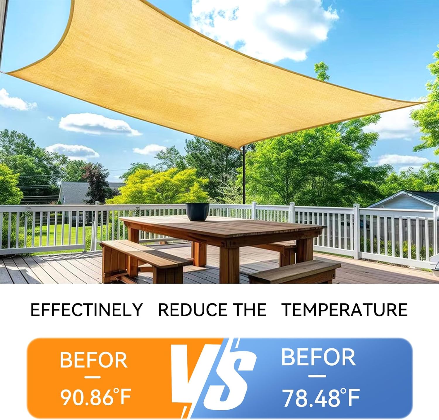 12x20 FT 90% Sun Shade Cloth, Pergola Shade Cover with Grommets, Beige | Blocks UV rays and reduces heat with