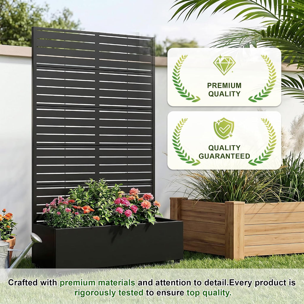Casaphoria Metal Raised Garden Bed with Trellis and Wheels, 72"x47"x16" Planter Box for Climbing Plants, Vegetables &