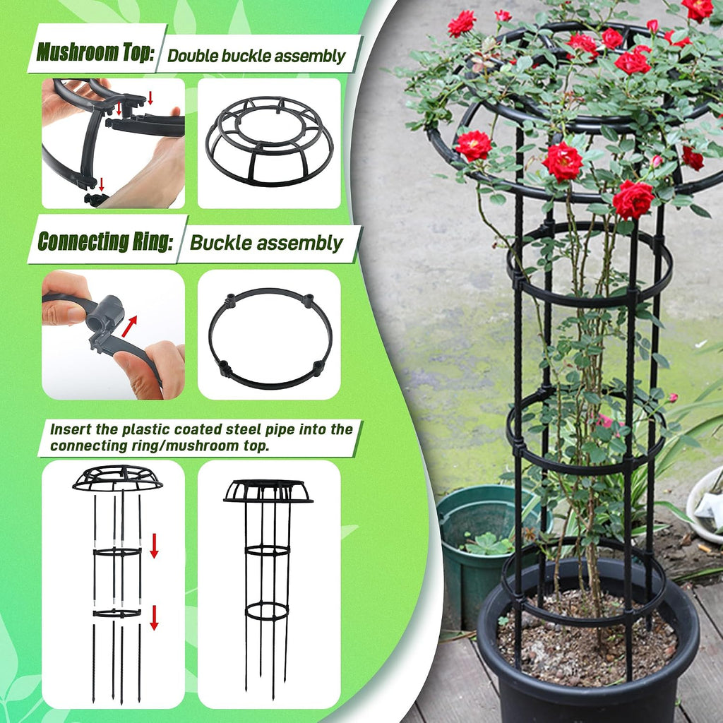 Quibbay Garden Trellis for Climbing Plants Outdoor,41.3 Inch Mushroom Top Trellis for Climbing Plants, Rustproof Metal