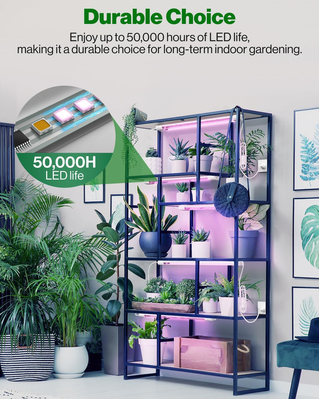 Sunco 4 Pack 2FT LED Grow Light, Full Spectrum, 20W | Indoor Lighting, for Seed Starting, Seedling, Indoor Plants, Plug